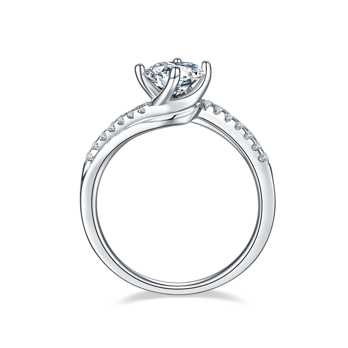Joyful Embrace S925 Silver Plated Platinum Moissanite Women's Ring 1 Carat D-Class